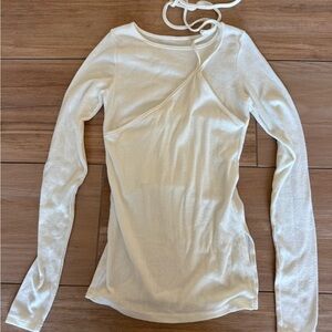 Elegant Elevated Creamy White Long Sleeve Women's Top